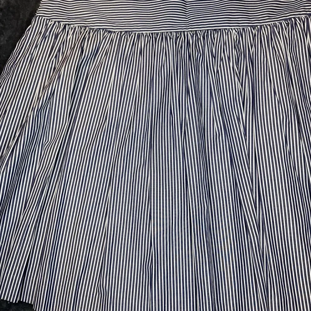 Gap Sz 12 100% Cotton Blue White Striped Skirt Nautical Full Blue A-Line Lined